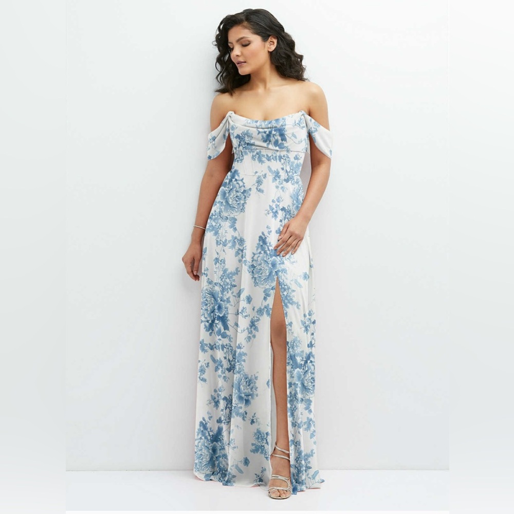 After Six Blue and White Floral Maxi Dress